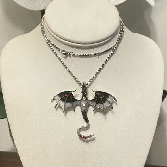 Silver Dragon Pendant Necklace - Picture 8 of 10